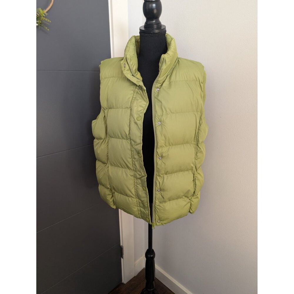 y2k Faded Glory Lime Green Puffer Vest‎ With Fleece Lining & Snap Closures - 2X